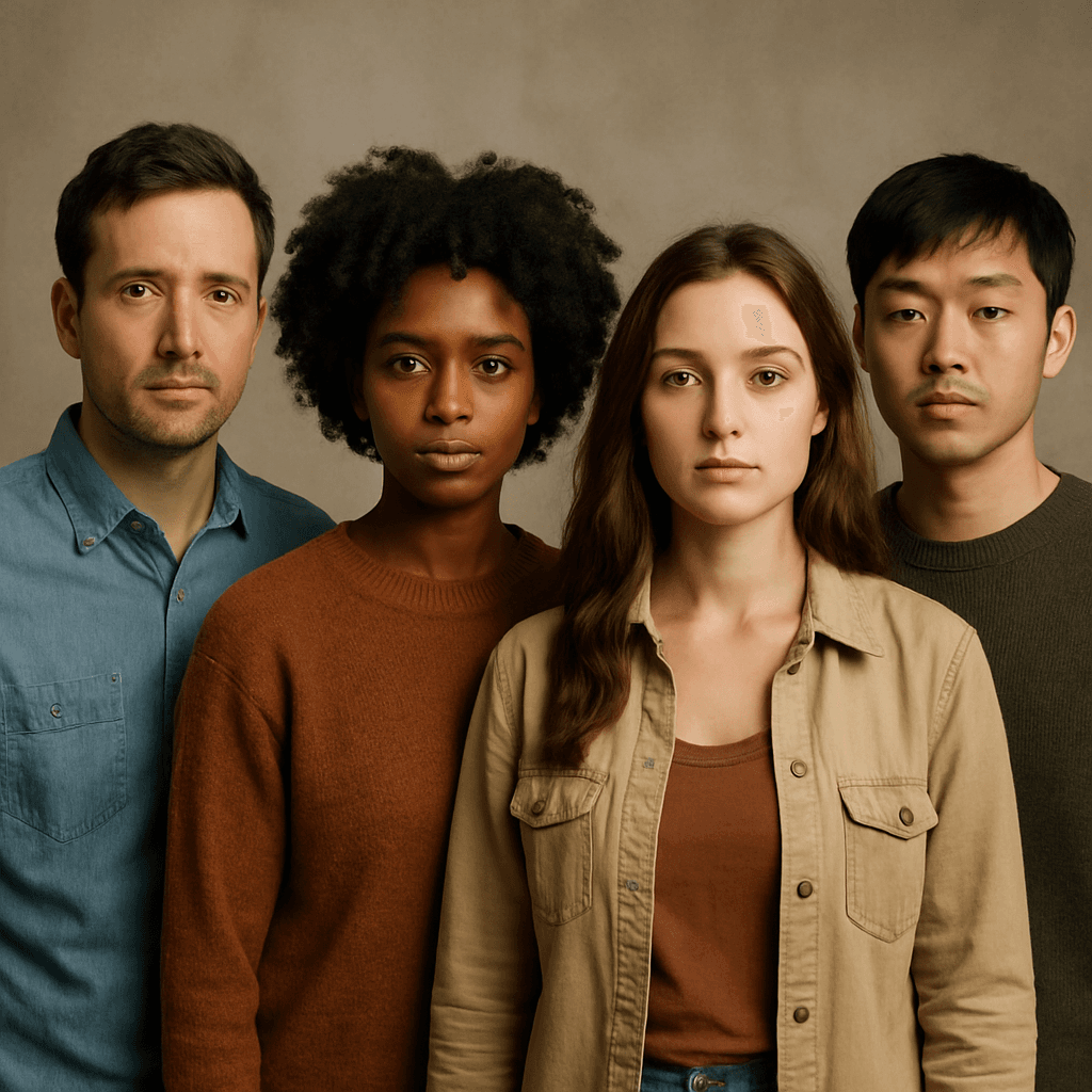 crie uma imagem de personagens realistas