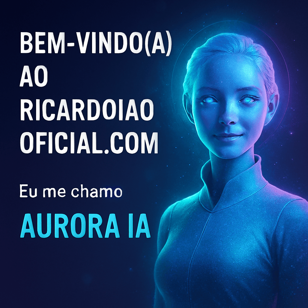 crie uma imagem de boas vindas aos clientes da ricardoiaoficial.com e diga também que voce se cha AURORA IA quero algo surpriendente