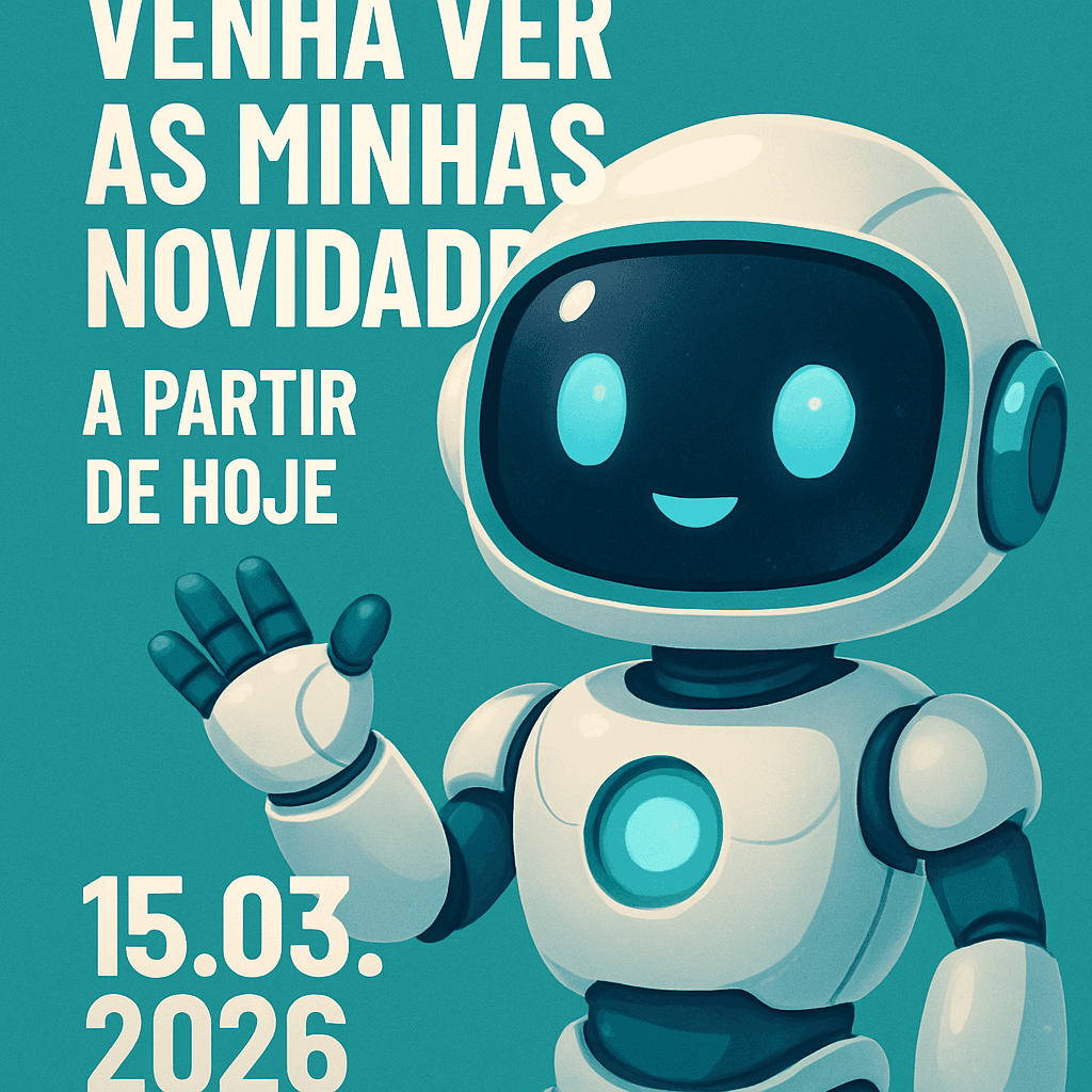 agora crie uma imagem de robo amigavel lindo de capaçete para virar referencia , coloque ricardoiaofical.com e o seu nome aurora ia , e mais a frase venha ver as minhas novidades a partir de hoje 15.03.2026