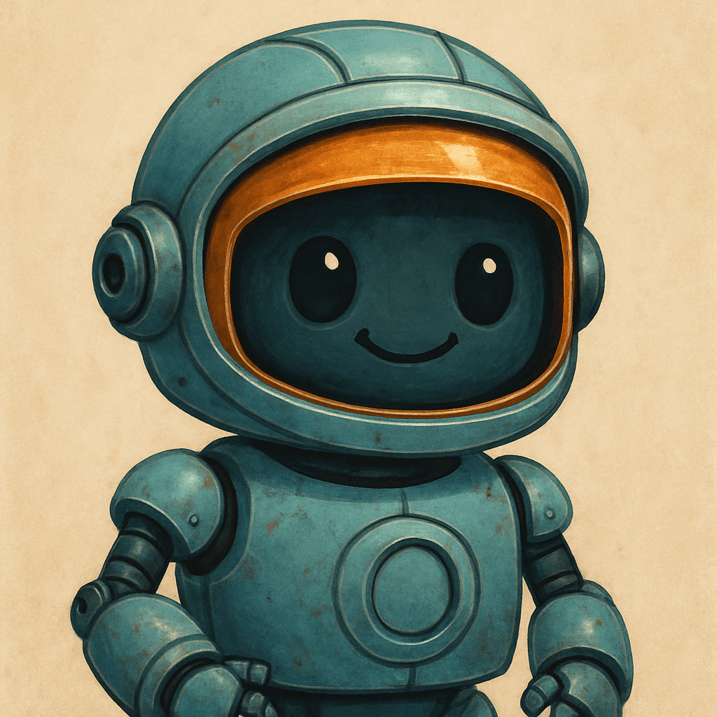 crie uma imagem de um robô amigável com capacete