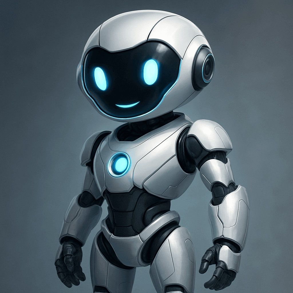 crie um robô futurista amigável elegante