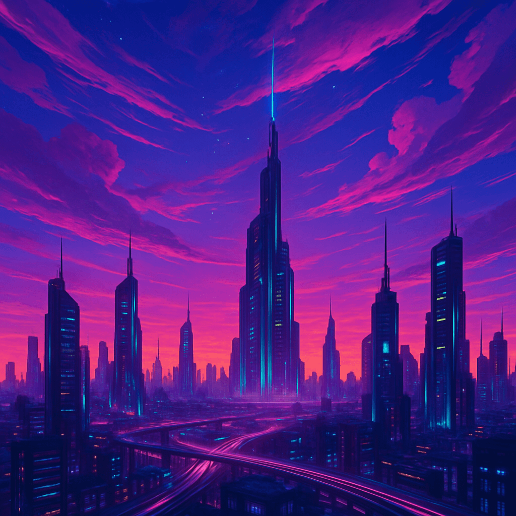 crie agora uma imagem futurista com as cores que o ceu sera e as suas variacoes
