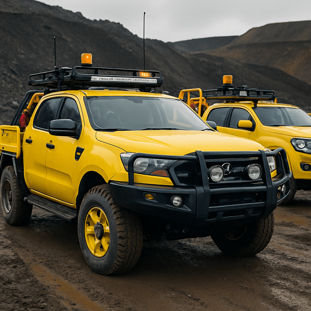 crie para mim caminhonetes 4x4 preparadas para mineracao veiculos atuais bem equipados