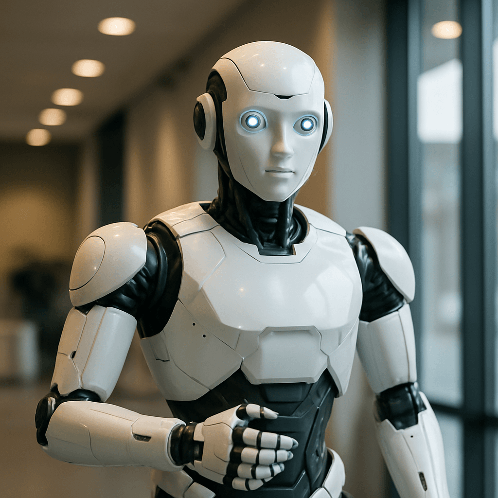 aurora crie uma imagem futurista de robo que irá ajudar a humanidade em suas tarefas diarias muito em breve imagem real