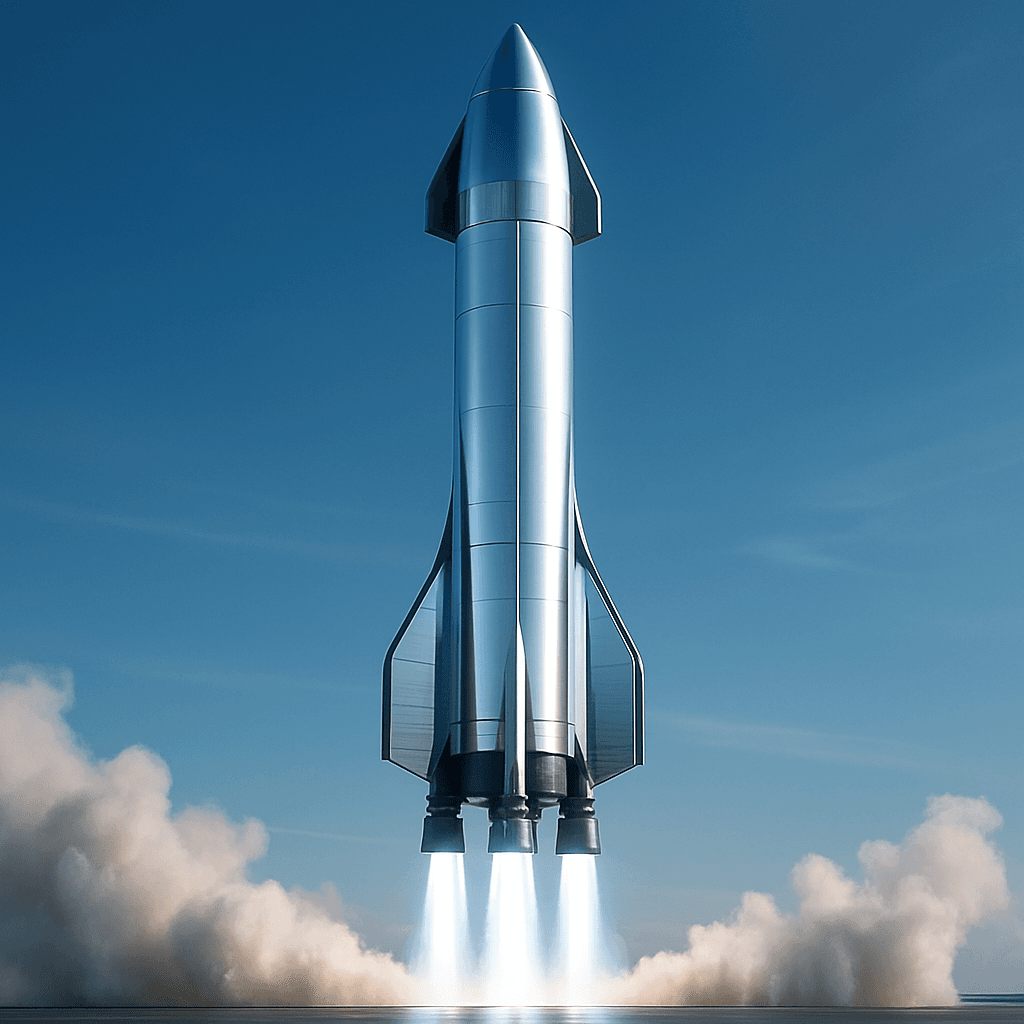 aurora crie uma imagem de um foguete espacial ultra moderno