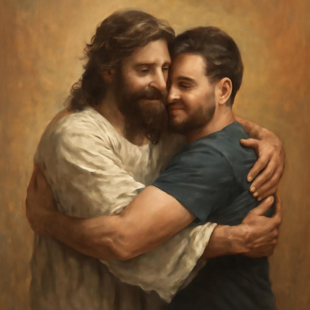 Alan sipoli abraçando jesus Cristo