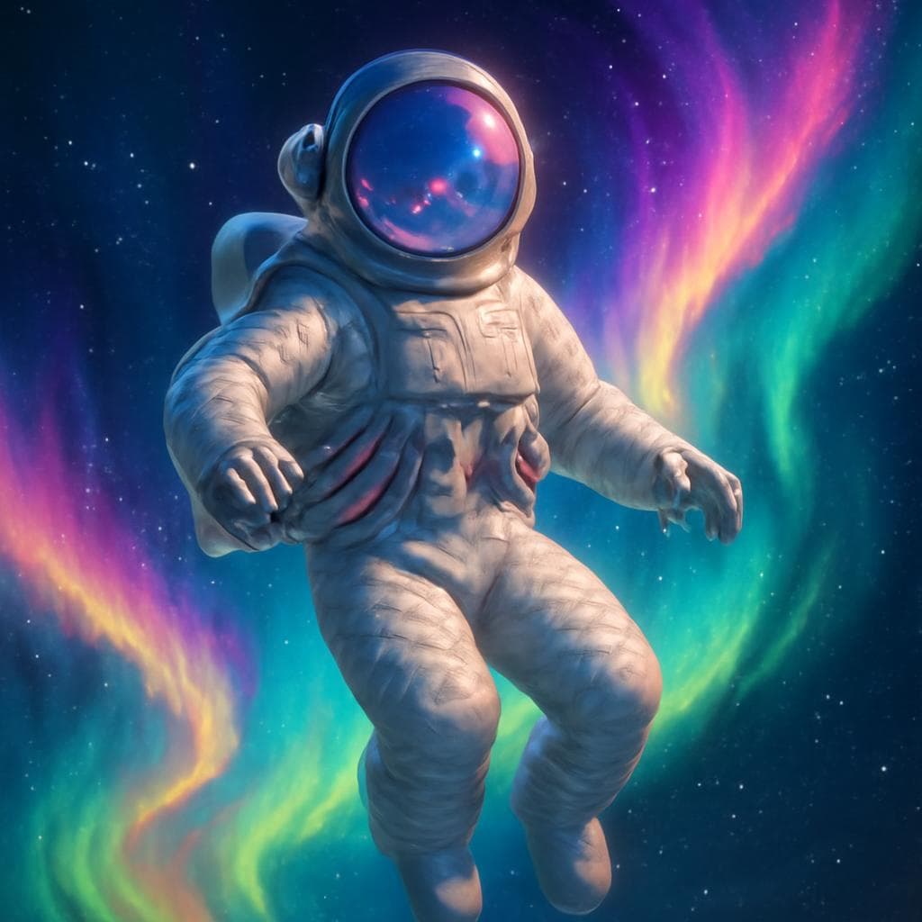Ola aurora crie uma imagem de um astronauta no espaco algo encantador