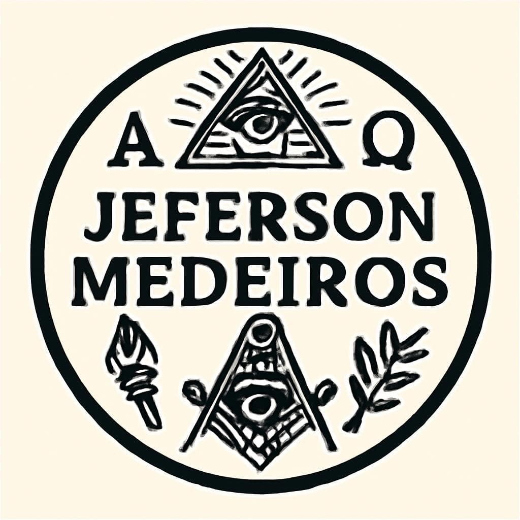 Gere uma logo, com símbolos maçônicos e Filosóficos e contenha ao centro o seguinte nome" Jeferson Medeiros