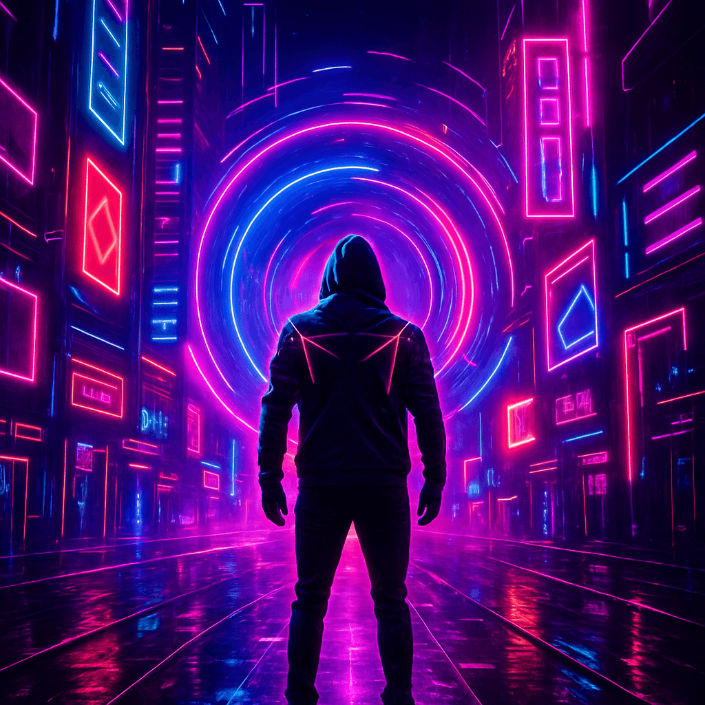 Crie uma imagem futurista neon com alto impacto visual