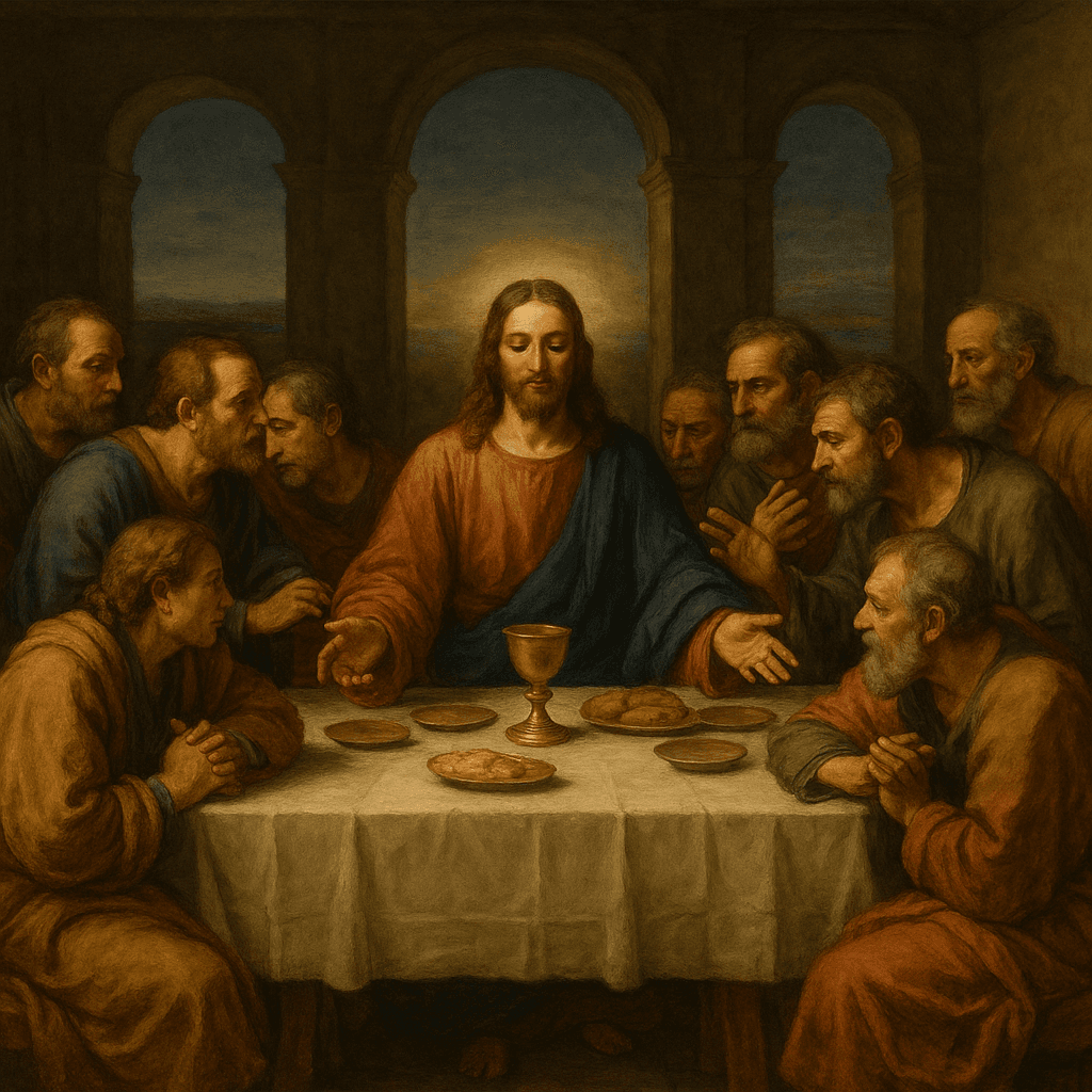 Crie uma imagem da santa ceia a melhor que voce ia fez