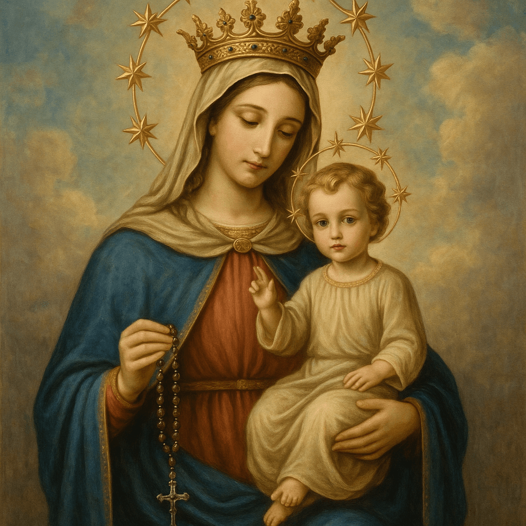 crie uma imagem linda de nossa senhora do rosario