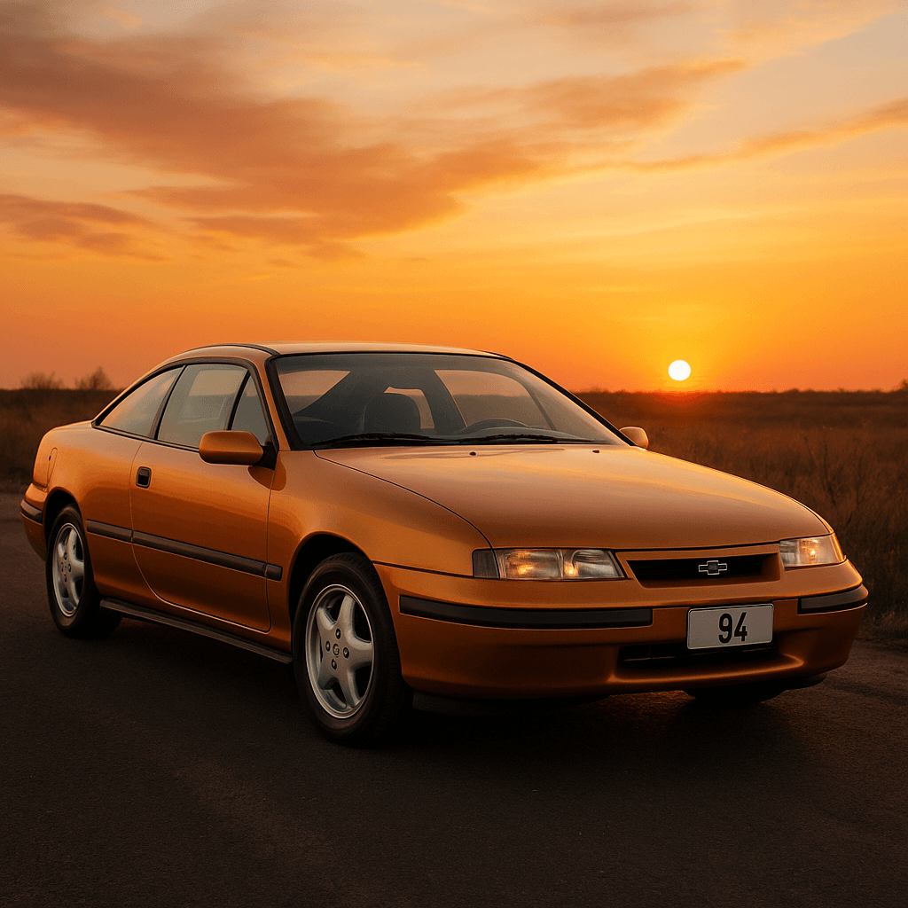 Crie uma imagem de um Chevrolet calibra 94 no por do sol