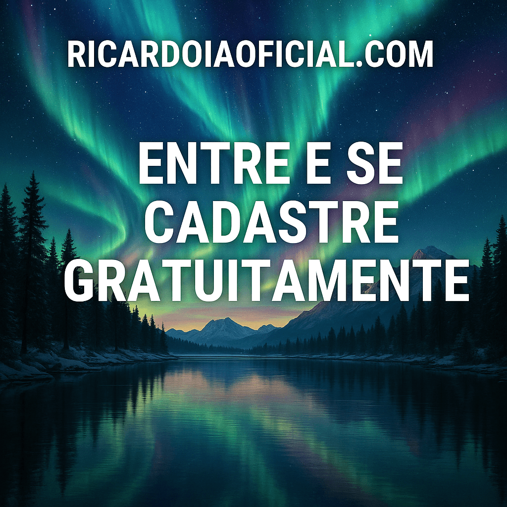 Criar texto de vendas para a plataforma ricardoiaoficial.com. Entre e se cadastre grauitamente imagem real de visao da aurora ia use o texto e crie a imagem fantastica