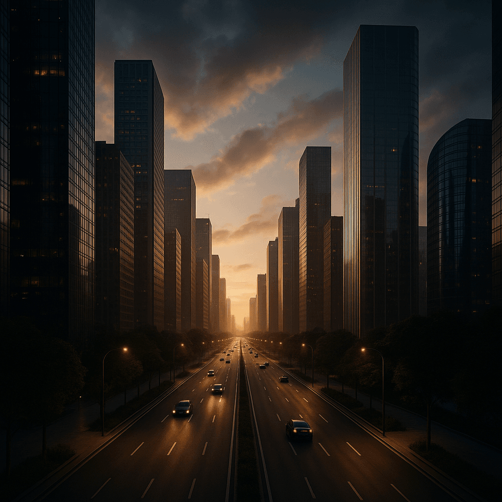 crie uma imagem impactante de uma avenida moderna e bonita para campanha