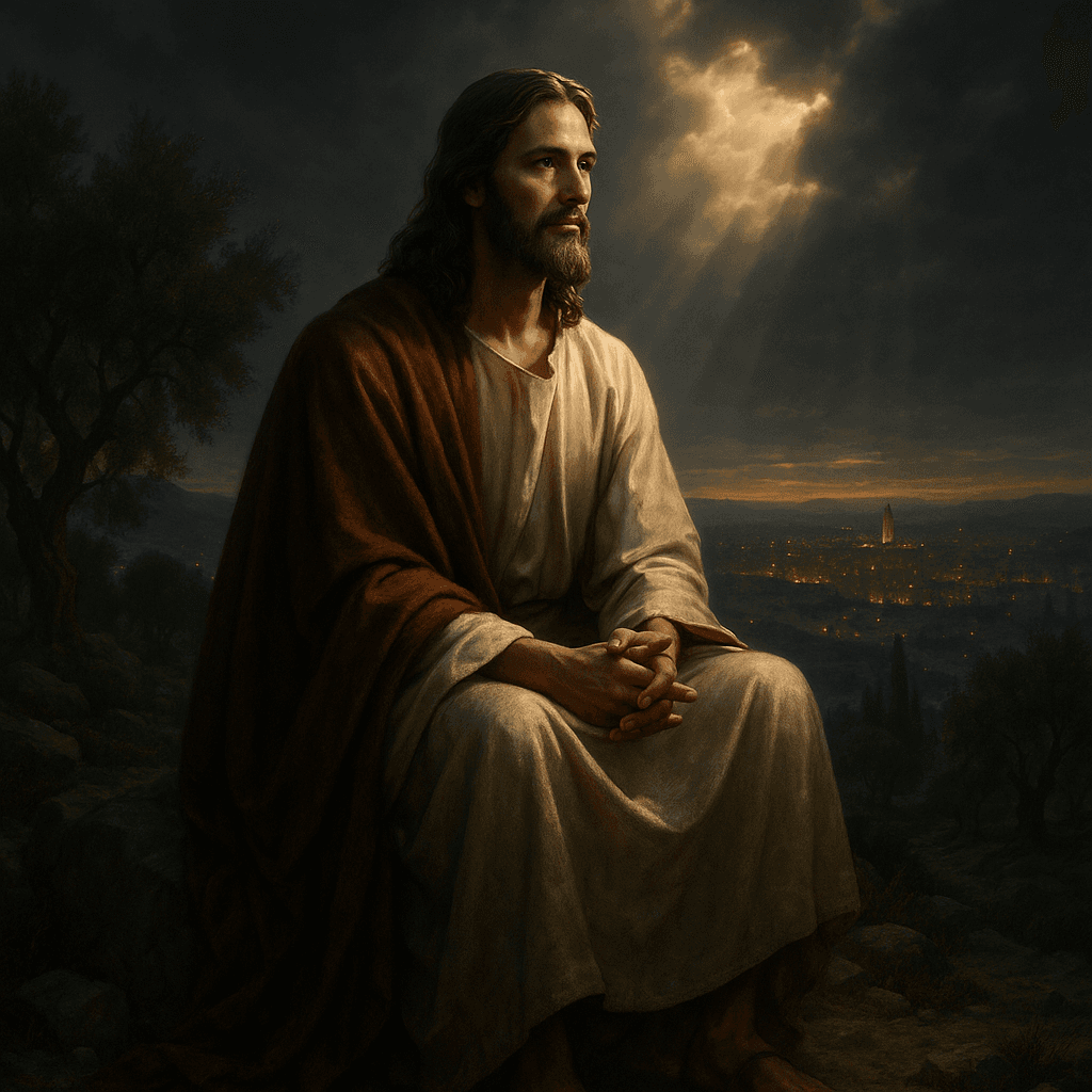 crie uma imagem de jesus cristo no monte das oliveiras completa