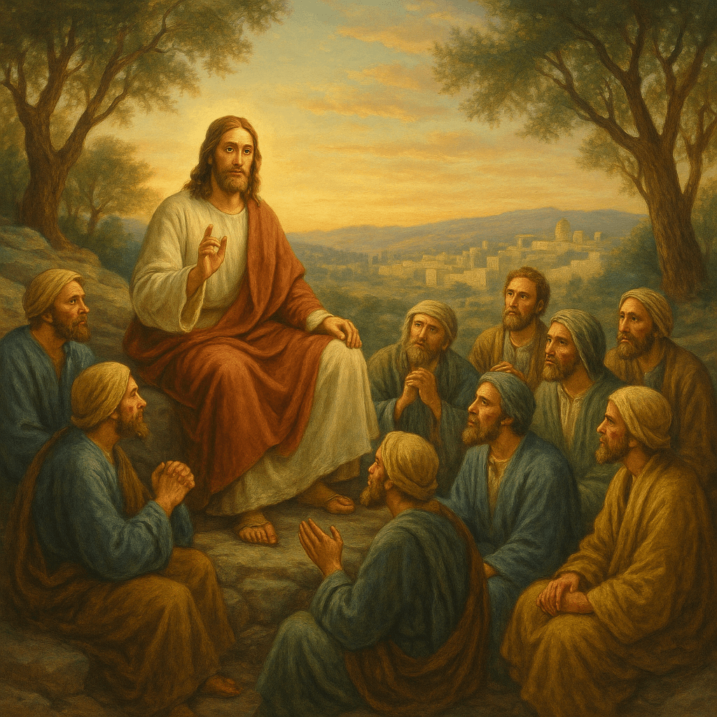 IMAGEM DE jESUS CRISTO NO MONTE DAS OLIVEIRAS COM OS APOSTOLOS