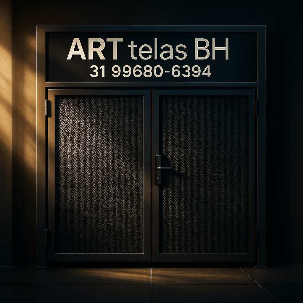 Crie uma imagem de uma porteira, com o nome de ART telas BH e o telefone 31 996806394