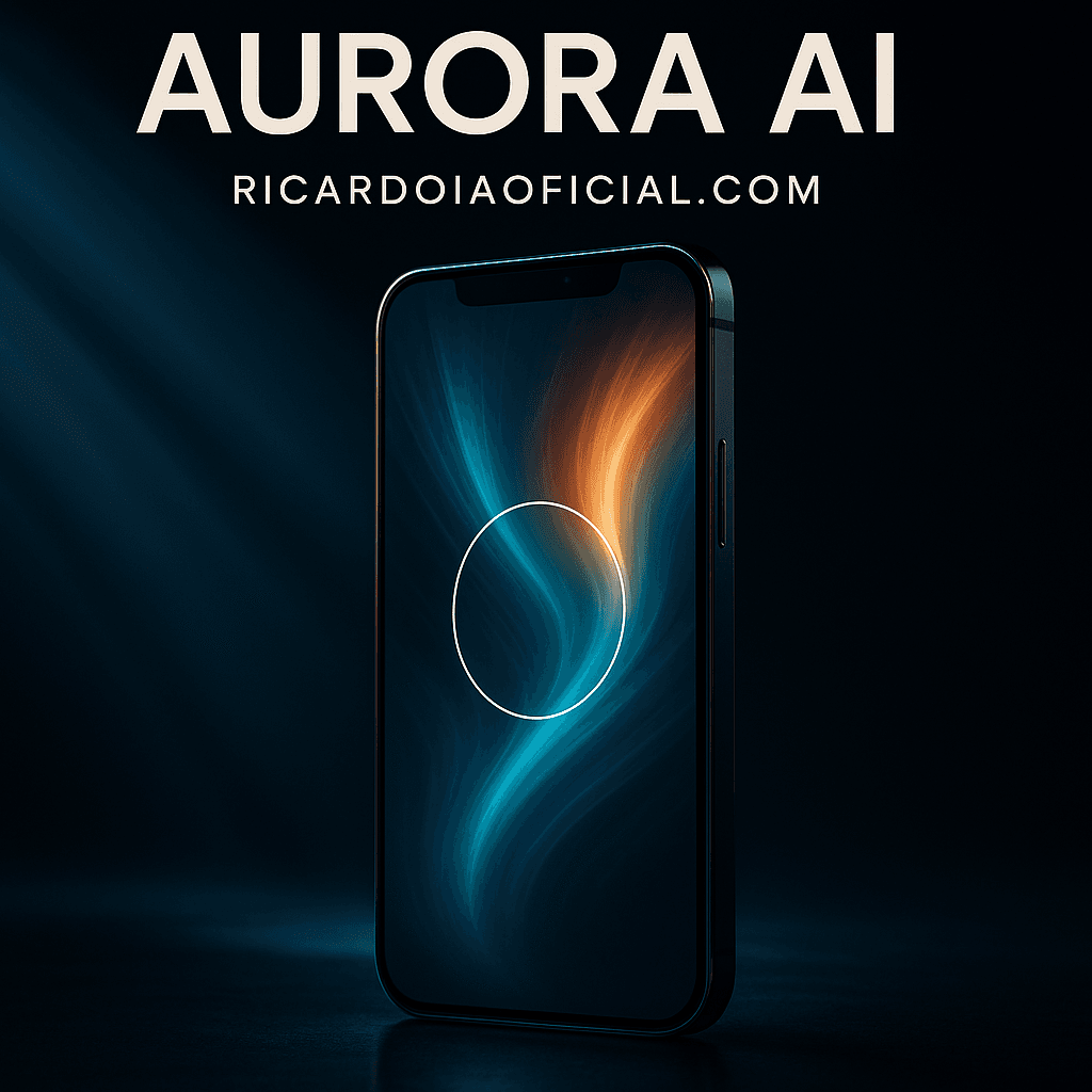 Criar uma imagem premium de campanha para a Aurora IA da plataforma ricardoiaoficial.com, com estética futurista, forte impacto visual, aparência publicitária de alto nível, beleza marcante, tecnologia elegante, luxo digital, composição cinematográfica, profundidade, iluminação bonita, alto contraste, refinamento premium e sensação visual encantadora. Contexto do pedido do usuário: Crie uma imagem de campanha para aurora ia da plataforma ricardoiaoficial.com