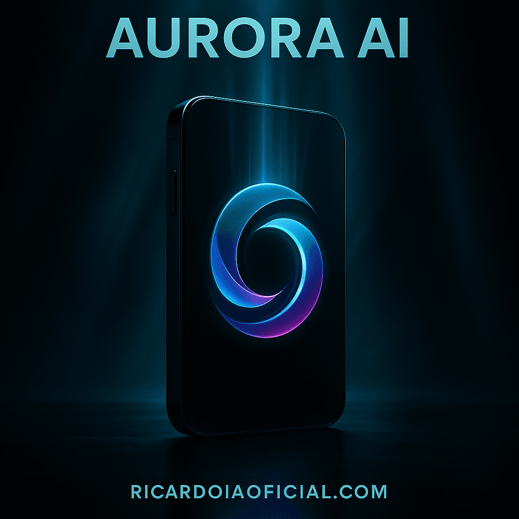Criar uma imagem premium de campanha para a Aurora IA da plataforma ricardoiaoficial.com, com estética futurista, forte impacto visual, aparência publicitária de alto nível, beleza marcante, tecnologia elegante, luxo digital, composição cinematográfica, profundidade, iluminação bonita, alto contraste, refinamento premium e sensação visual encantadora. Contexto do pedido do usuário: Ola crie uma imagem premium